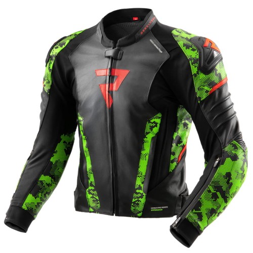 Przejdź do produktu Kurtka Skórzana Rebelhorn Veloce Camo Black/Green/Fluo Red