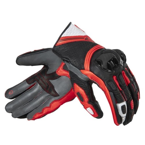 Przejdź do produktu RĘKAWICE MOTOCYKLOWE REBELHORN ST SHORT BLACK GREY FLUO RED