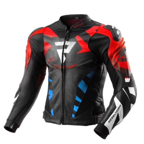 Przejdź do produktu Kurtka Skórzana Rebelhorn Inferno Black/Blue/White/Red