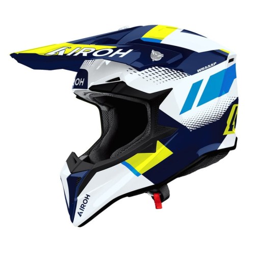 Przejdź do produktu KASK MOTOCYKLOWY AIROH WRAAAP VISION YELLOW BLUE GLOSS