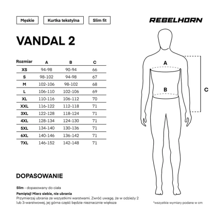 KURTKA MOTOCYKLOWA TEKSTYLNA REBELHORN VANDAL 2 BLACK RED